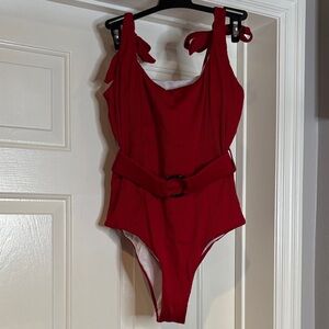 Elegant Red Women's One-Piece Swimsuit